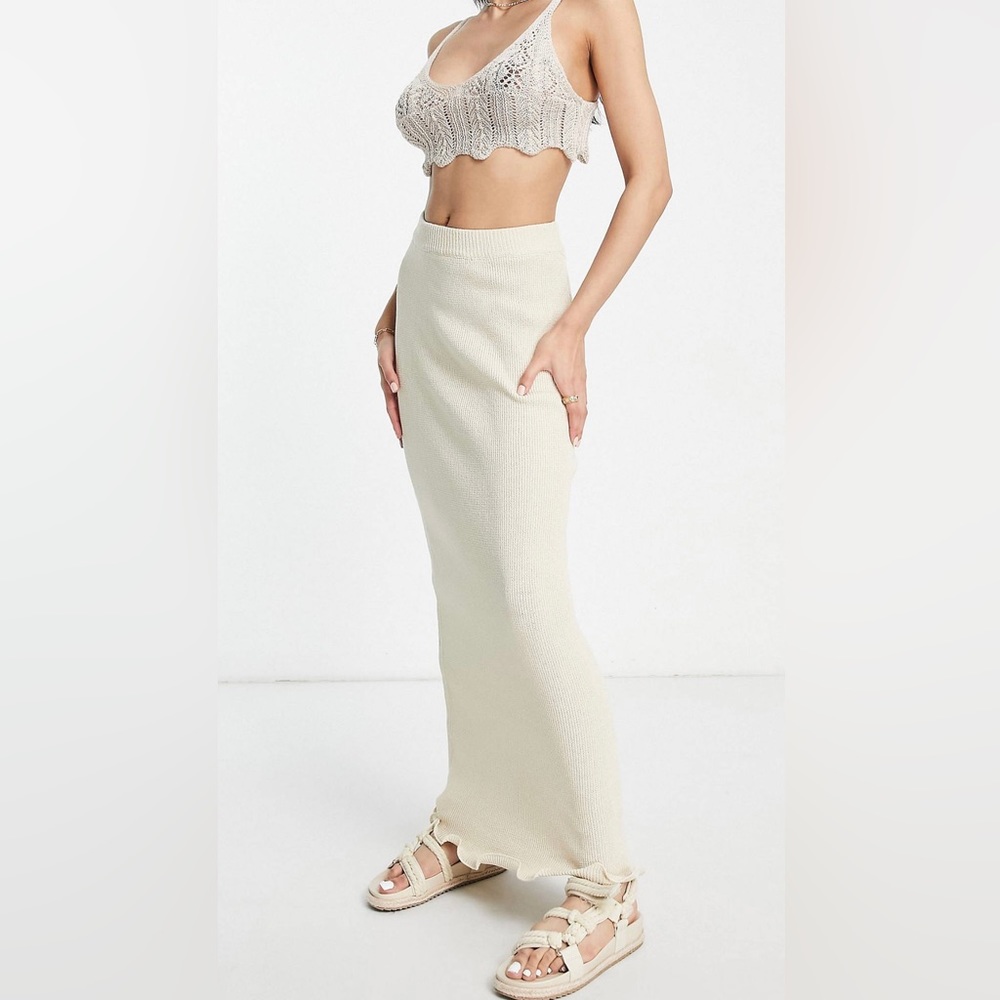 SNDYS knitted maxi skirt in sand